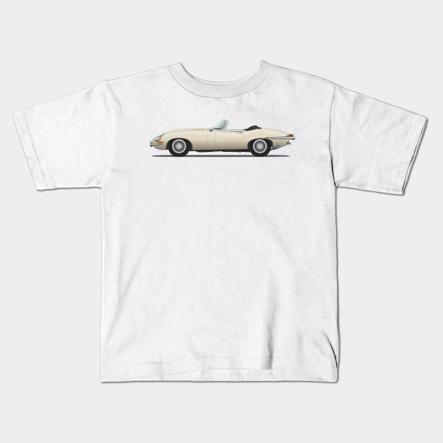 Jaguar E Type Roadster Old English White Kids T-Shirt by SteveHClark